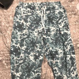 Blue and white tie die sweat pants